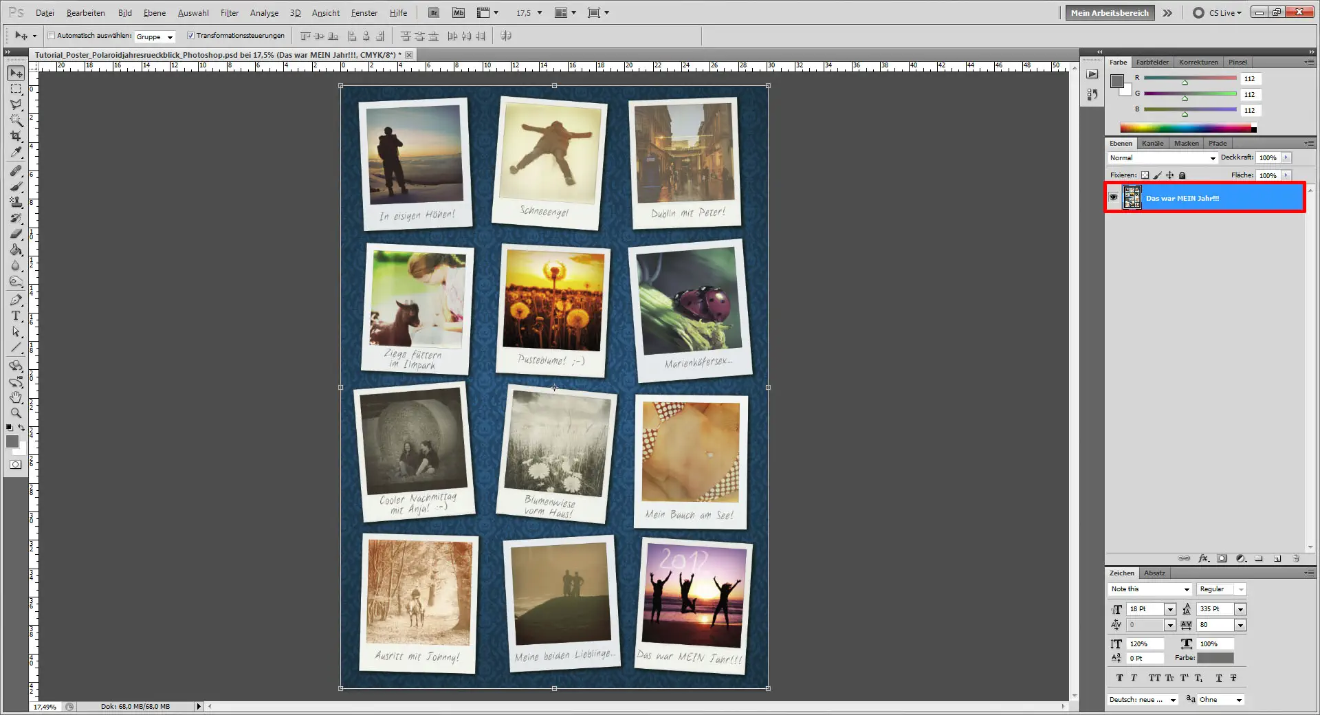 Tutorial Fotocollage erstellen Photoshop 10 Fotocollage erstellen Photoshop "Vorlage löschen"
