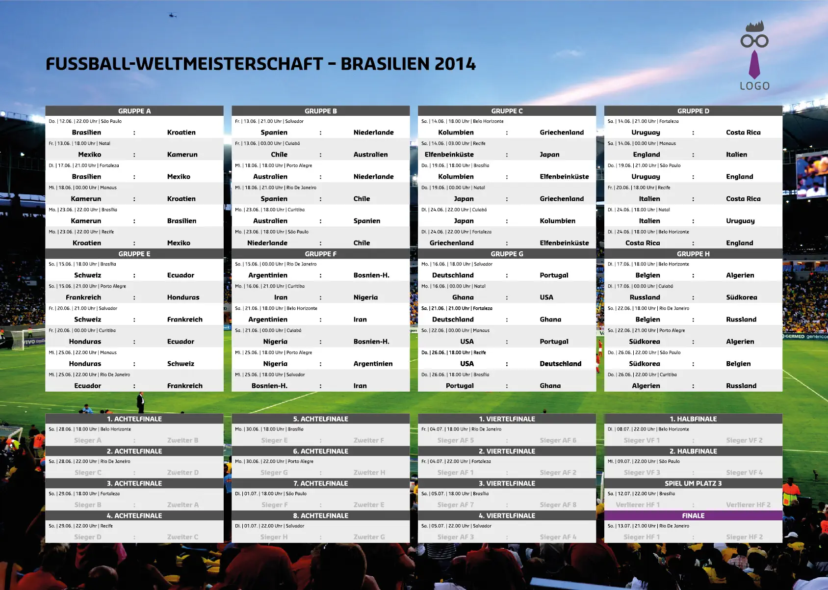 WM Spielplan Gestalte einen WM Spielplan in Illustrator Endergebnis