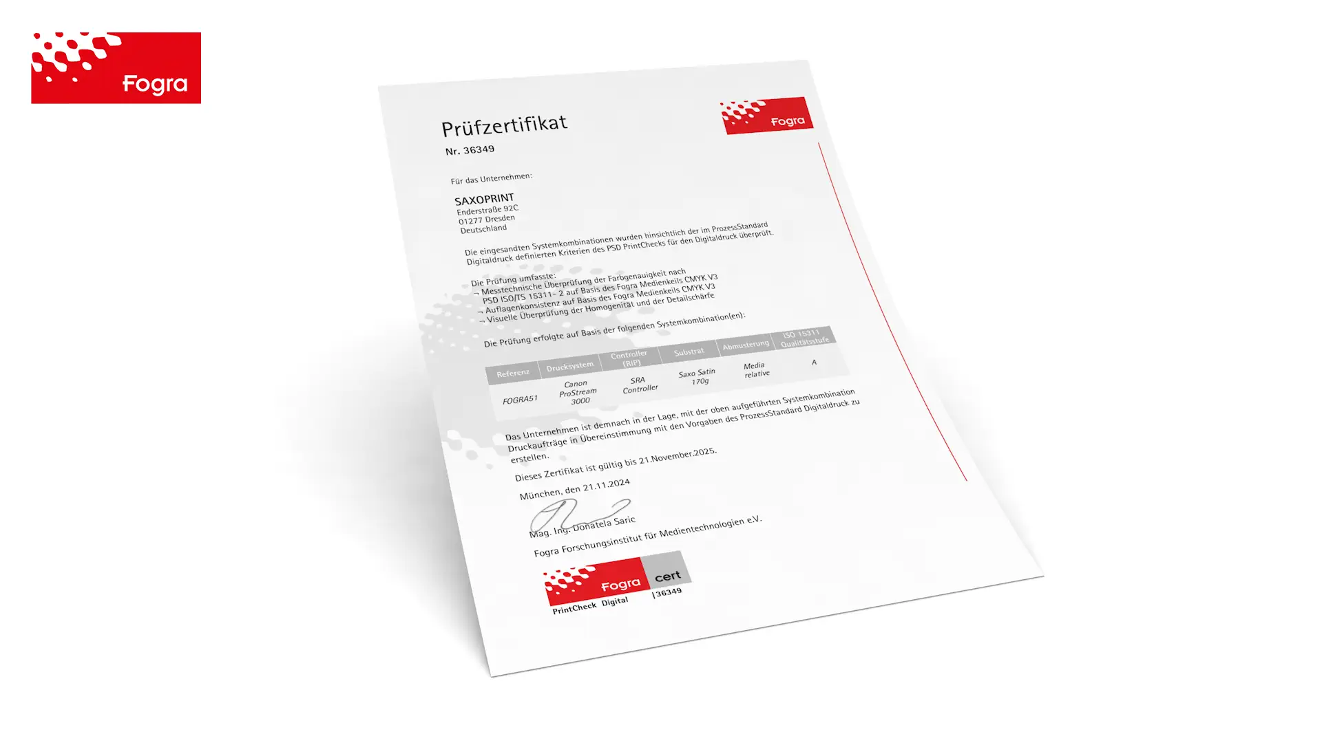 Fogra Zertifikat