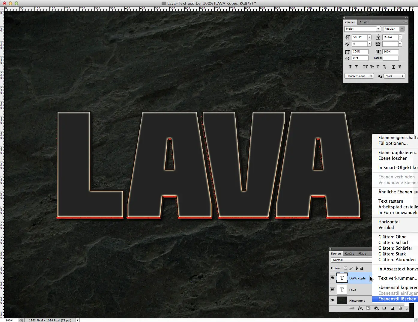 Lava Text effect Phtotoshop 4 step 1