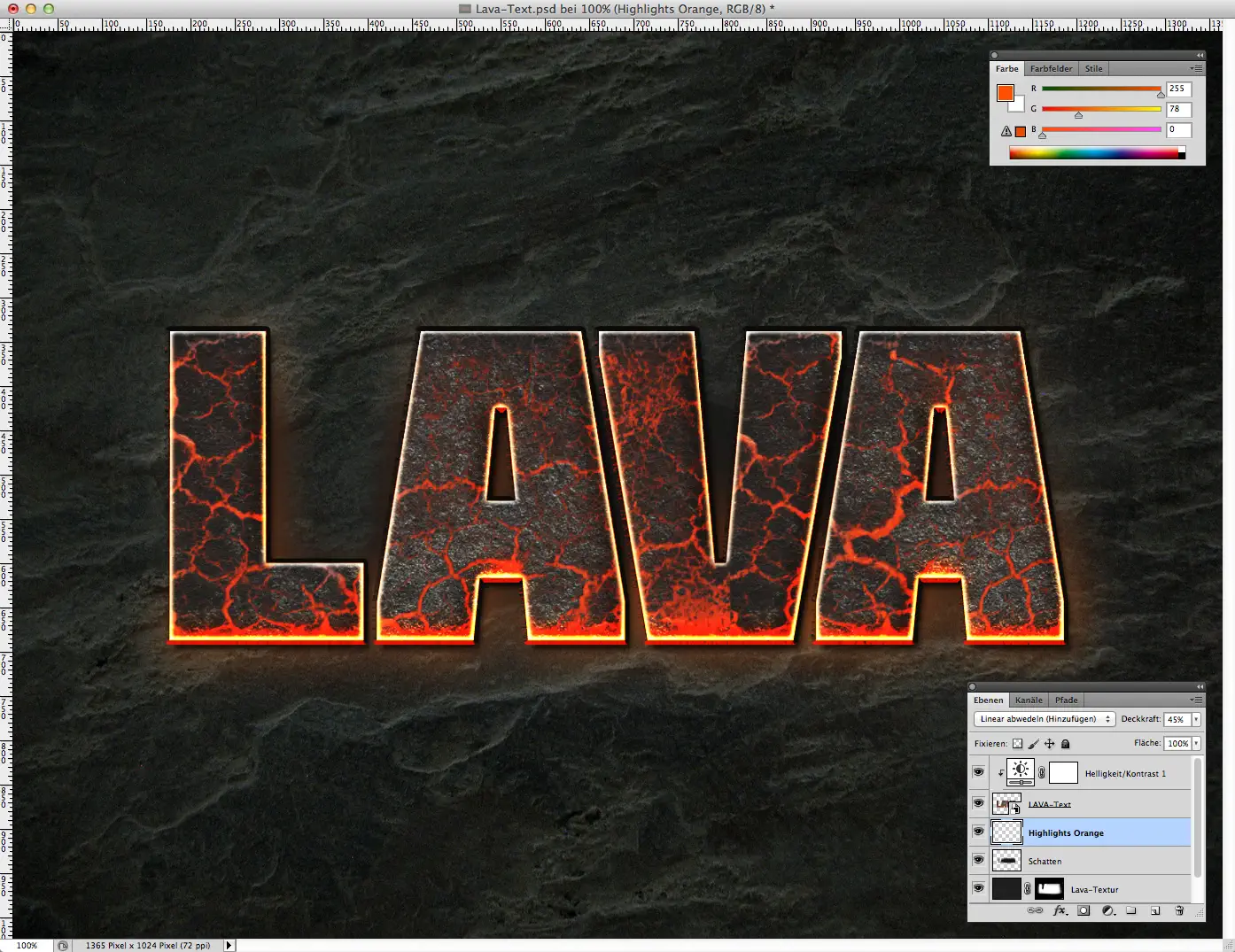 Lava Text effect Photoshop 9