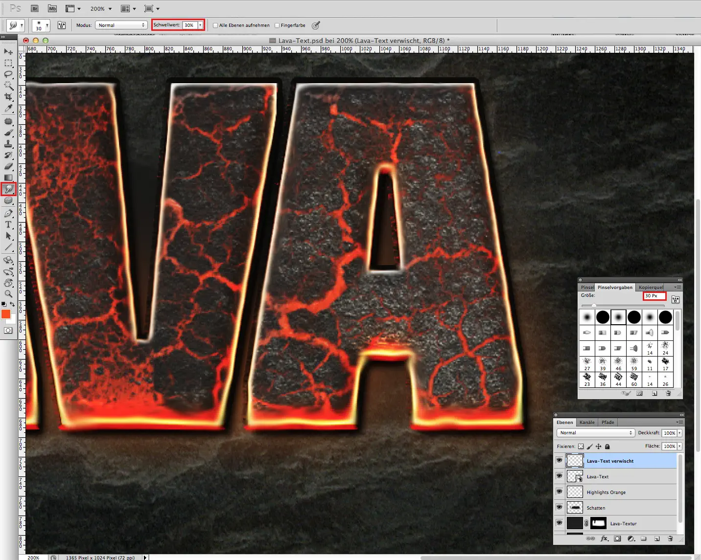 Lava Text effect Photoshop 10