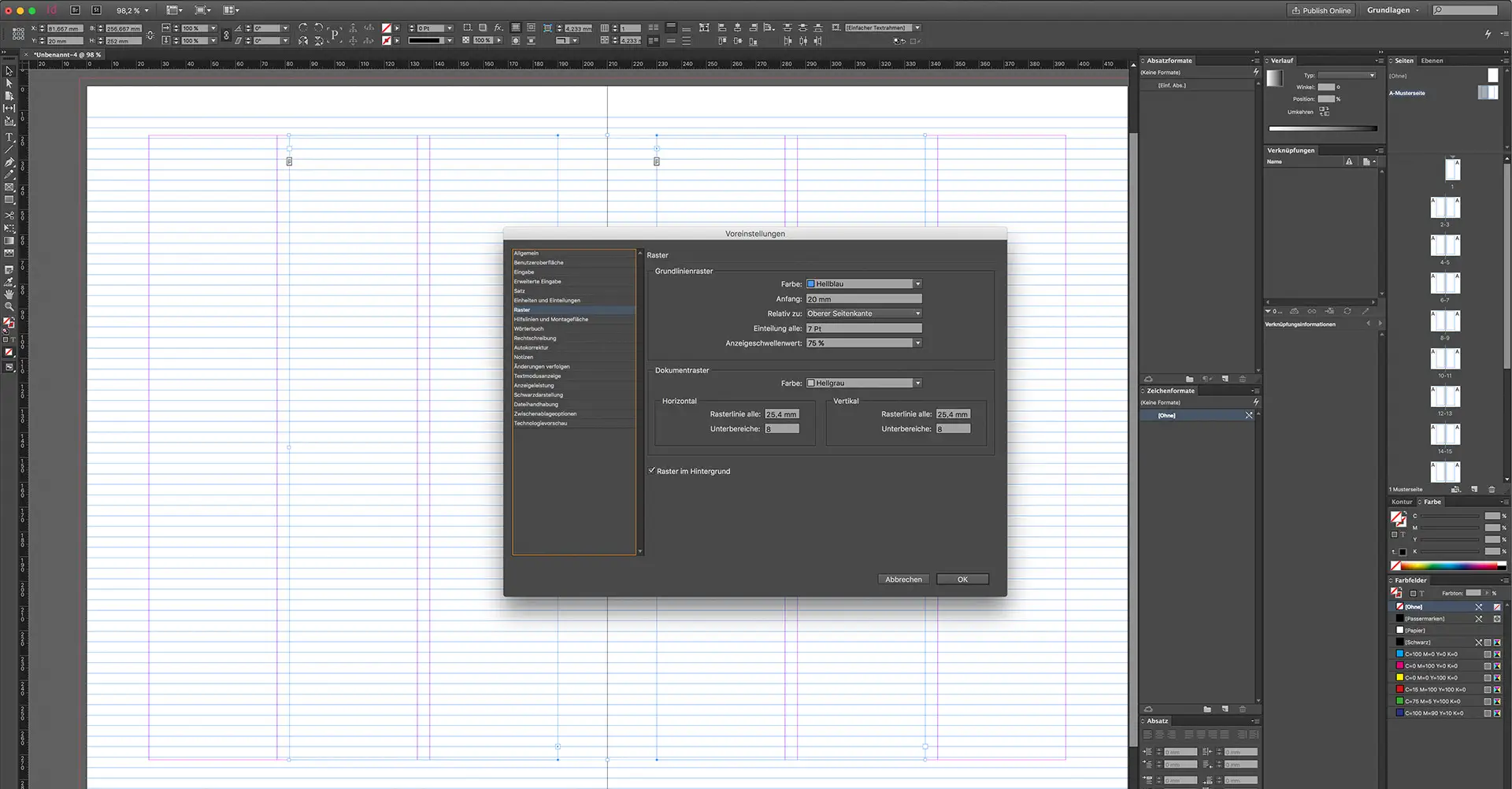 Die Gestaltung eines Buches mit InDesign zweiten Schritt